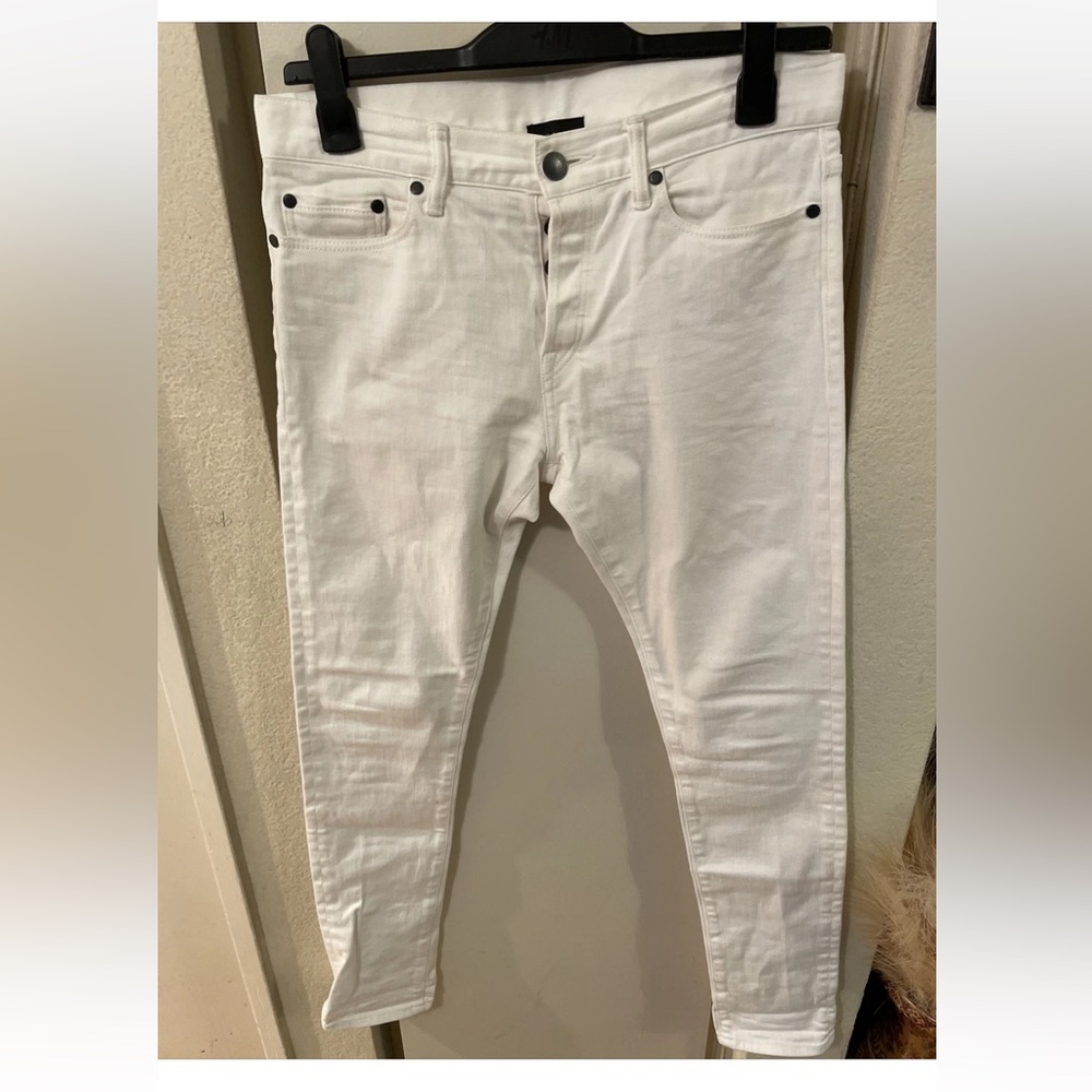 john elliott white jeans skinny fly button sz 31